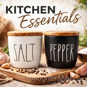 Rae Dunn SALT & PEPPER Cellar Set New in Box HTF